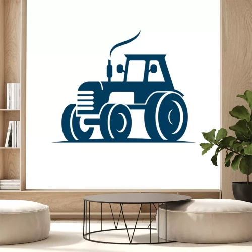 Sticker farm tractor emblem icon logo isolated on white