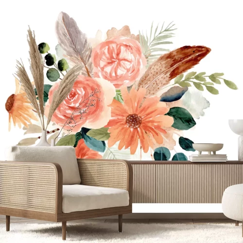 Sticker rustic floral bouquet watercolor