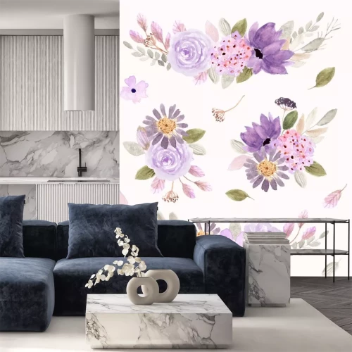 Sticker soft purple floral arrangement watercolor collection