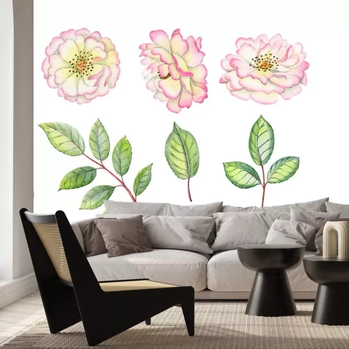 Sticker Watercolor hand drawn roses. Can be used as print, poster, postcrad, invitation, greeting card, packaging design, stickers.