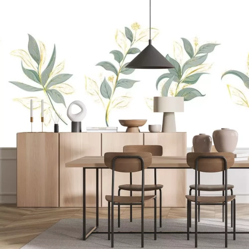 Sticker Art watercolor natural branches leaves elements. Vector illustration