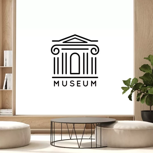 Sticker Museum logo Is in a trendy minimal linear style. Vector icon of a Bank building with columns. Simple emblem