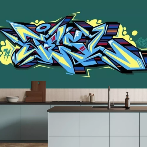 Sticker Abstract Word Lets Graffiti Style Font Lettering Vector Illustration Art