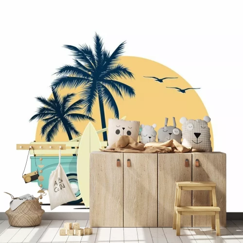 Sticker Auto Pickup Grafik im Urlaubsambiente