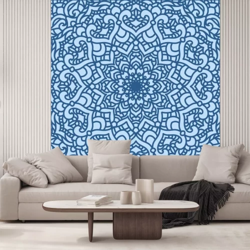 Sticker Openwork, decorative, abstract, symmetrical pattern in the form of a square. Suitable for curtains, wallpaper, fabric, tile, wrapping paper.