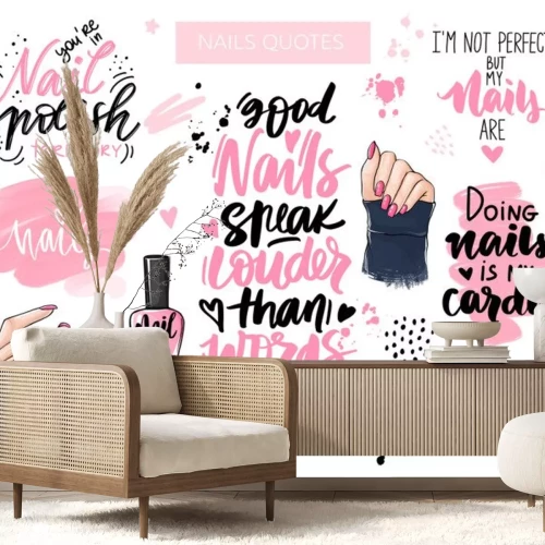 Sticker Grafiken und Slogans zum Thema Nägel