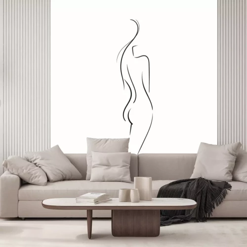 Fototapete Line Art-Zeichnung der Silhouette einer nackten Frau