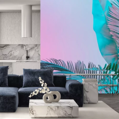 Sticker Pastel tropical palm leaves