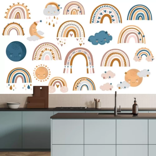 Sticker Set von Regenbögen in Herbstfarben