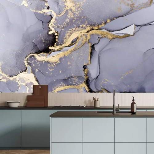 Fototapete Grauer Marmor mit Gold