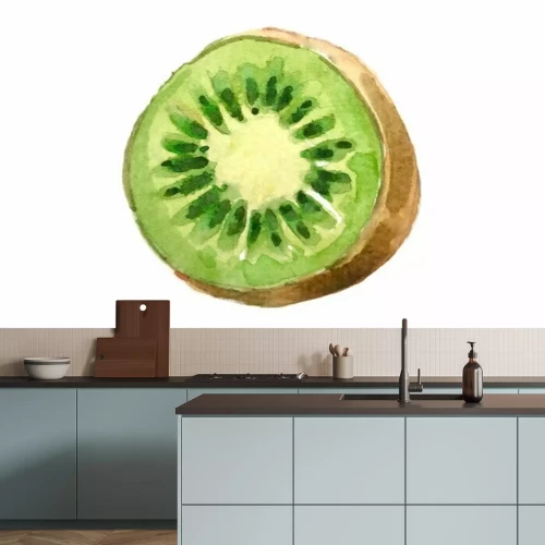 Sticker Geschnittene Kiwi Illustration im Aquarellstil