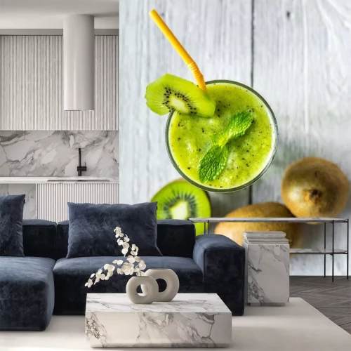 Sticker Grüner Cocktail mit Kiwi im Glas