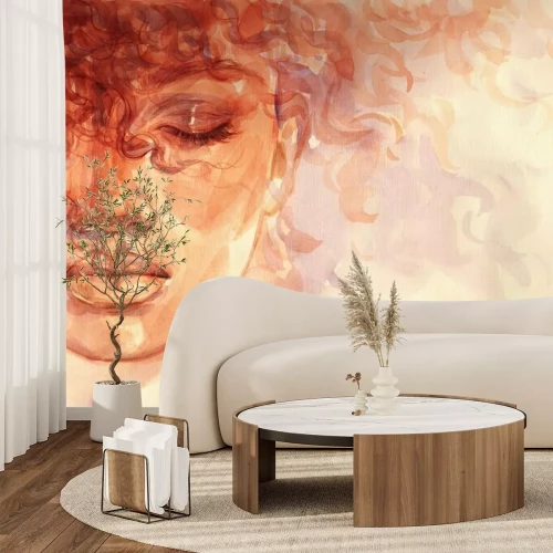 Fototapete Porträt einer Afroamerikanerin gemalt in Aquarell