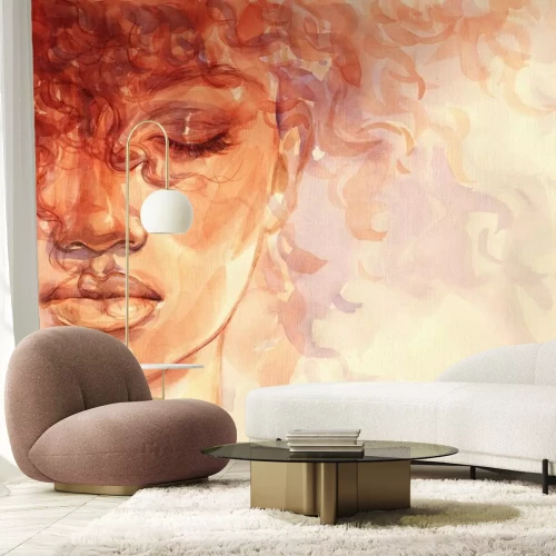 Sticker Porträt einer Afroamerikanerin gemalt in Aquarell