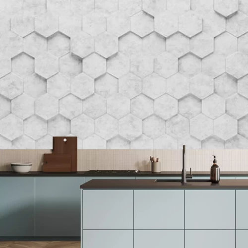 Fototapete Sechsecke in grauem 3D