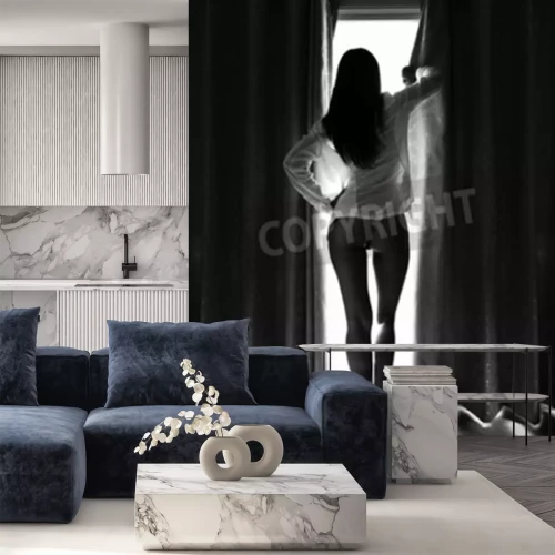 Fototapete Akt Frau am Fenster