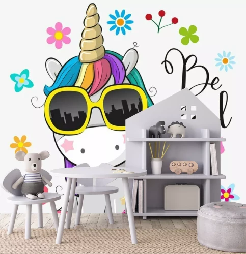 Sticker Nettes Einhorn mit Sonnenbrille