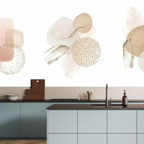 Sticker Arrangements. Blush, pink, ivory, beige watercolor Illustration and gold elements, on white background. Abstract modern print set. Logo. Wall art. Poster. Business card.