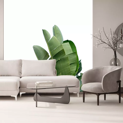 Sticker Große grüne Blätter botanisches Muster auf weißem Hintergrund