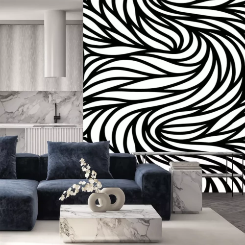Sticker Schwarz-weißes gewelltes Muster