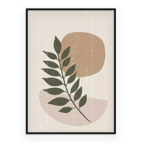 Poster Abstrakte Komposition mit einem Blatt