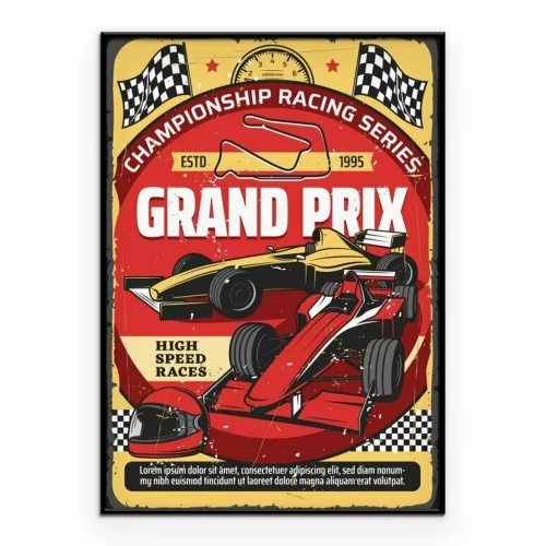 Poster Slotcar-Rennen in Retro-Grafik