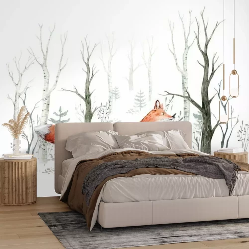 Fototapete Aquarellillustration eines kleinen Fuchses