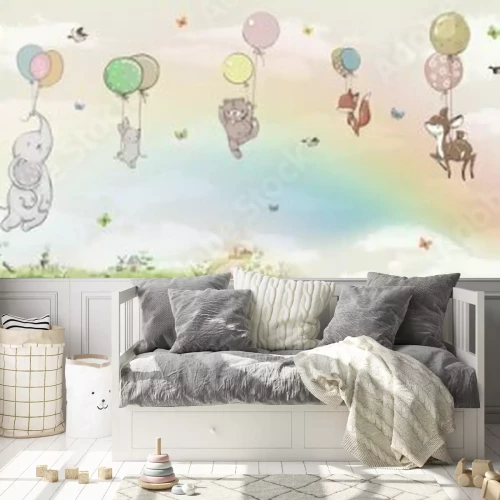 Fototapete Animals in the sky on balloons