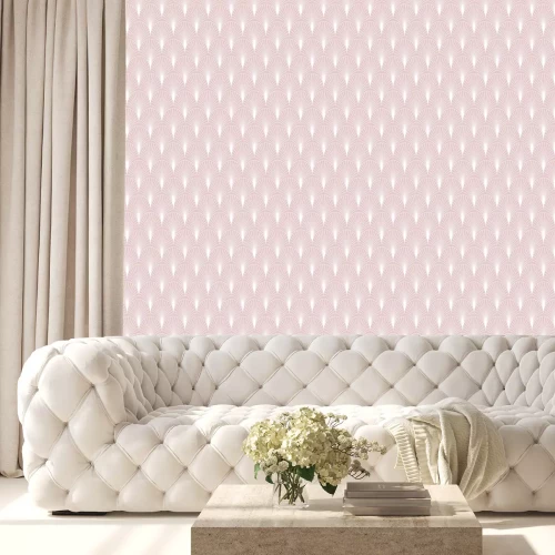 Tapete Rosa und weiße Glamour-Verzierung
