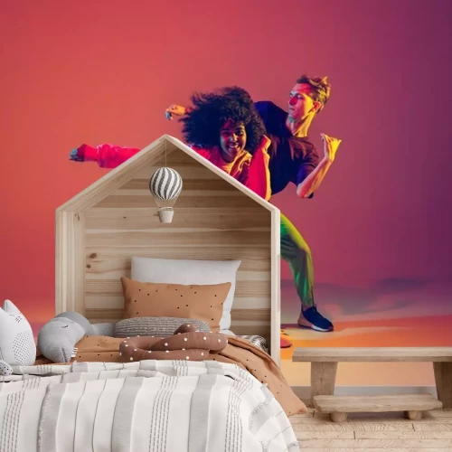 Fototapete Hip-Hop-Paar tanzt in dynamischer Pose