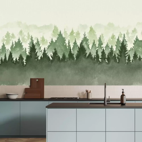 Sticker Aquarell-Wald im Nebel