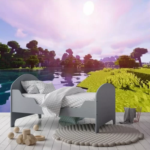 Fototapete Paysage et rivière sur Minecraft