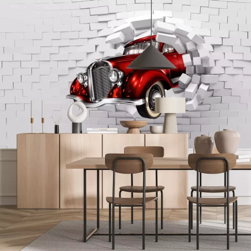 Fototapete Rote Autowand 3D