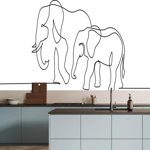 Fototapete Großer Elefant und kleiner Babyelefant