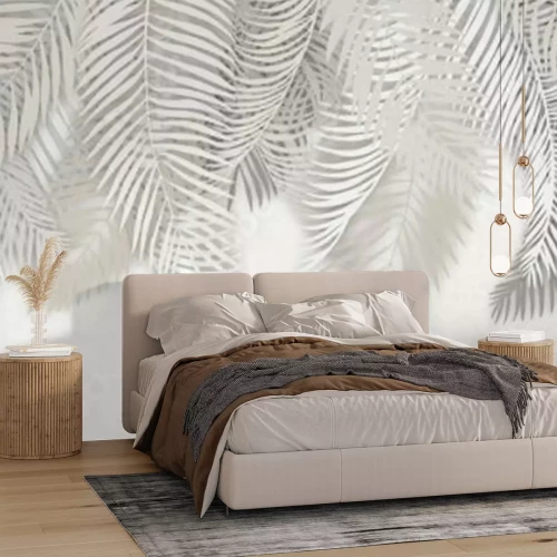 Fototapete Graue Blätter auf grauem Hintergrund