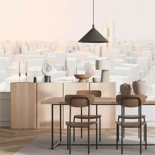 Fototapete 3D Rendering Of Low Poly Modern City