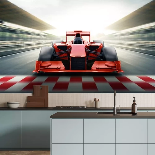 Fototapete Rotes Auto auf der Rennstrecke