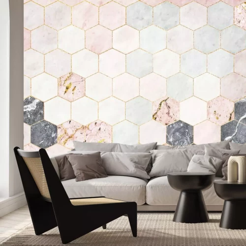 Fototapete Sechseckige Textur mit Stein