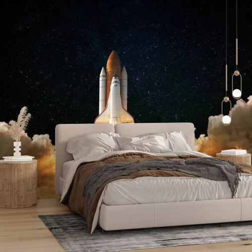 Fototapete Raumschiff über den Wolken