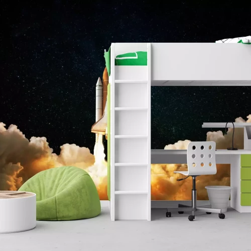 Fototapete Raumschiff über den Wolken