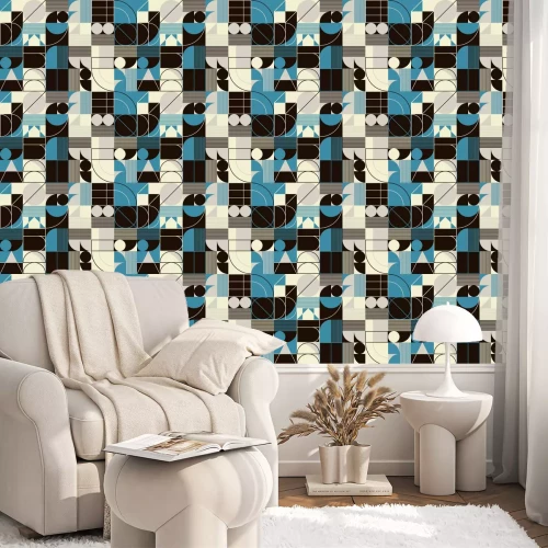 Tapete Bauhaus Retro geometrische Figuren