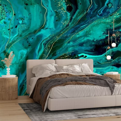 Fototapete Abstrakter Marmor in Grüntönen