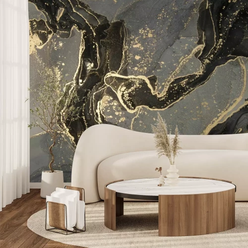 Fototapete Luxuriöse abstrakte Marmorstruktur mit goldenen Akzenten