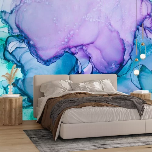 Fototapete Modern hand painted artwork of abstract transparent alcohol ink background. Art for design