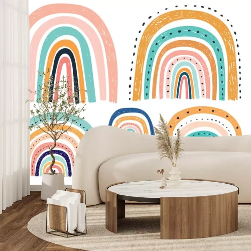Sticker Muster mit bunten Regenbögen