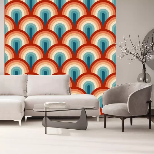 Sticker Muster mit Regenbögen im Boho-Stil