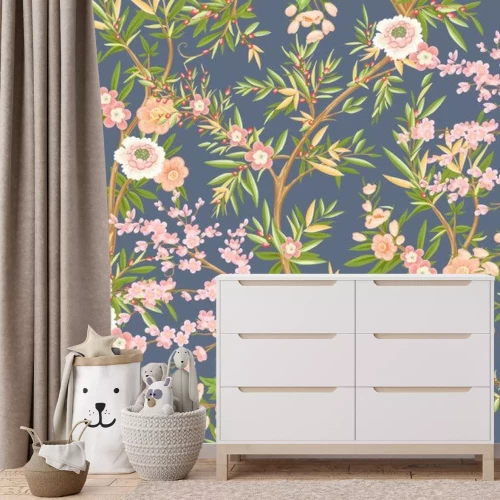 Fototapete Floral seamless pattern in chinoiserie style. Vector illustration.