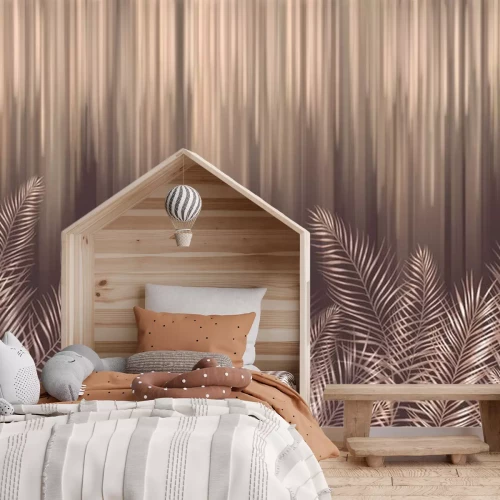 Fototapete Palmblätter auf braunem Hintergrund