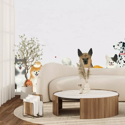 Fototapete Eine Gruppe süßer Hunde