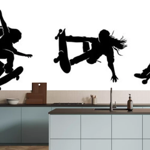 Sticker skateboard girl silhouette